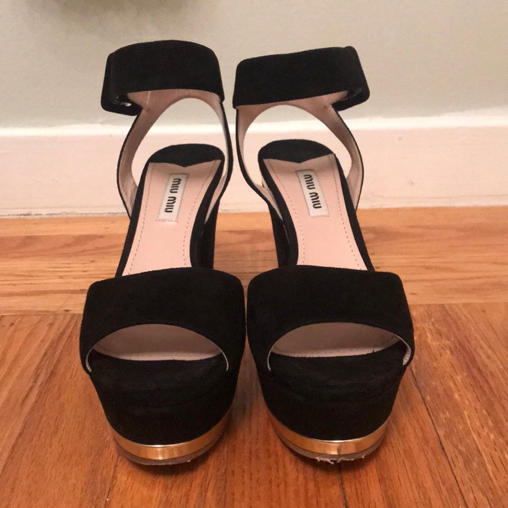 Like New Miu Miu Suede Platform Sandal Size 36 - image 5